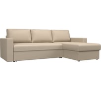Угловой диван Лига диванов Траумберг правый полностью экокожа бежевая 108699