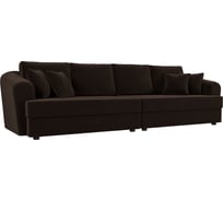 Прямой диван Лига диванов Милтон полностью микровельвет коричневый 109780