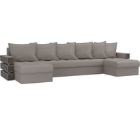 П-образный диван Лига диванов  Венеция полностью рогожка бежевая 108448