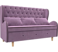 Прямой диван Лига диванов Сэймон Люкс полностью микровельвет сиреневый, кант микровельвет коричневый 109443