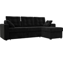 Угловой диван Лига диванов Камелот правый полностью велюр черный 109761