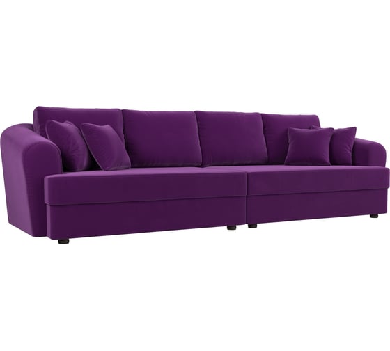 Прямой диван Лига диванов Милтон полностью микровельвет фиолетовый 109782 1
