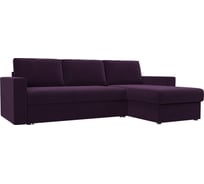 Угловой диван Лига диванов Траумберг правый полностью велюр фиолетовый 108702
