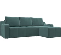 Угловой диван Лига диванов Элида правый полностью Велюр бирюзовый 108669