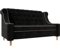 Прямой диван Лига диванов Бронкс основа велюр черный, компаньон велюр бежевый 109377