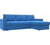 Угловой диван Лига диванов Траумберг правый полностью велюр голубой 108709