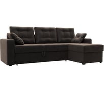 Угловой диван Лига диванов Камелот правый полностью велюр коричневый 109756