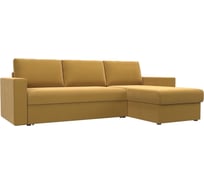 Угловой диван Лига диванов Траумберг правый полностью микровельвет желтый 108693