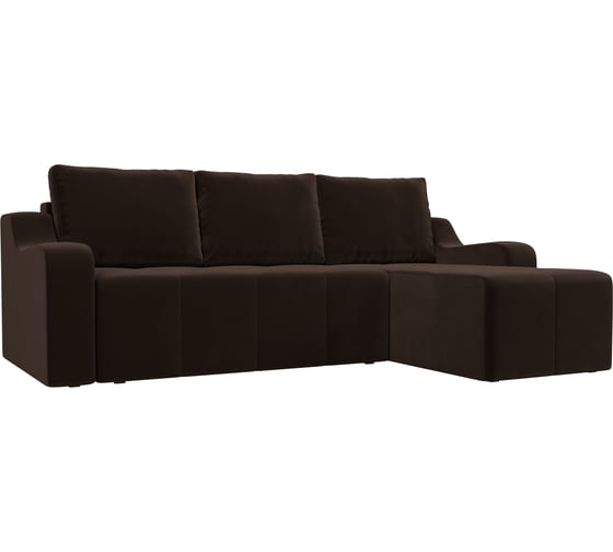Угловой диван Лига диванов Элида правый полностью микровельвет коричневый 108680 1