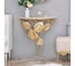 Туалетный консольный столик BOGACHO Monstera Deliciosa Wood пристенный, кремового цвета 14792/золотистый 5