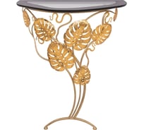 Туалетный консольный столик BOGACHO Monstera Deliciosa Glass пристенный, бронзового цвета 14791/бронзовый