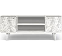 Тумба под ТВ BOGACHO Арт 1550 Классик белого цвета с серебром 15773/БлСильвер