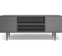 Тумба под ТВ BOGACHO Арт 1550 Классик темно-серого цвета с золотыми ручками 15773/Серый