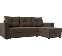 Угловой диван Лига диванов Валенсия Лайт угол правый полностью рогожка коричневая 117761