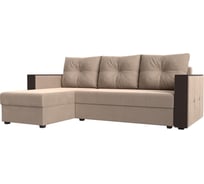 Угловой диван Лига диванов Валенсия Лайт угол левый полностью велюр бежевый 117744L