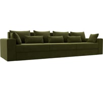 Прямой диван Лига диванов Майами Long полностью микровельвет зеленый, подушки микровельвет ЗЕЛ/зел/зел 114750
