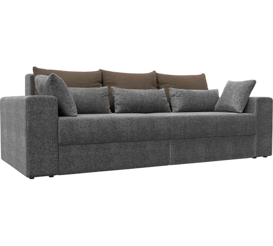 Прямой диван Лига диванов Майами полностью рогожка серая, подушки рогожка КОР/сер/сер 114715 1