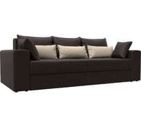 Прямой диван Лига диванов Майами полностью экокожа коричневая, подушки экокожа КОР/беж/кор 114672