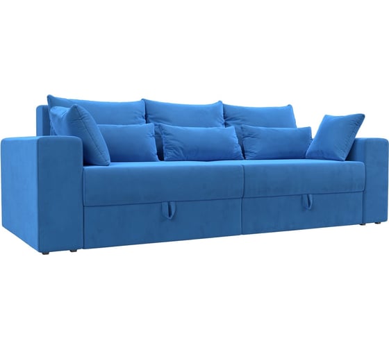 Прямой диван Лига диванов Майами полностью велюр голубой, подушки велюр ГОЛ/гол/гол 114692 1