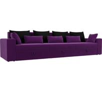 Прямой диван Лига диванов Майами Long основа микровельвет фиолетовый, подушки микровельвет ЧЕРН/фо/фио 114754