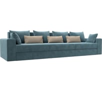 Прямой диван Лига диванов Майами Long основа велюр бирюзовый, подушки велюр БИР/беж/бир 114759