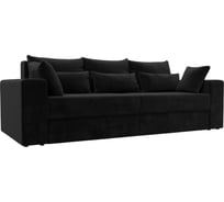 Прямой диван Лига диванов Майами полностью велюр черный, подушки велюр ЧЕРН/черн/черн 114691