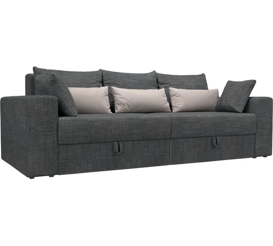 Прямой диван Лига диванов Майами полностью рогожка серая, подушки рогожка СЕР/беж/сер 114716 1