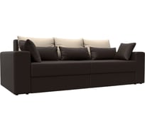Прямой диван Лига диванов Майами полностью экокожа коричневая, подушки экокожа БЕЖ/кор/кор 114721