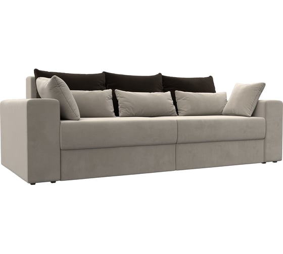 Прямой диван Лига диванов Майами полностью микровельвет бежевый, подушки микровельвет КОР/беж/беж 114701 1