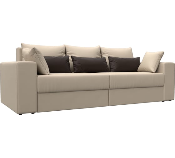 Прямой диван Лига диванов Майами полностью экокожа бежевая, подушки экокожа БЕЖ/кор/беж 114676 1