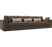 Прямой диван Лига диванов Майами Long основа рогожка коричневая, подушки рогожка КОР/беж/кор 114740