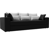Прямой диван Лига диванов Майами полностью экокожа черная, подушки экокожа БЕЛ/бел/черн 114722
