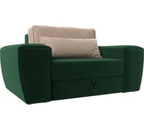 Кресло Лига диванов Лига-008 основа велюр зеленый, подлокотники велюр зеленый, приспинные подушки велюр бежевый, декоративные подушки велюр бежевый 118830