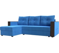 Угловой диван Лига диванов Валенсия Лайт угол левый полностью велюр голубой 117746L