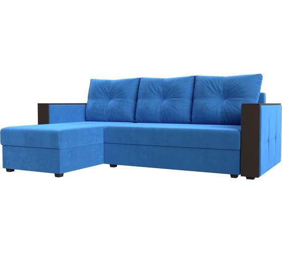 Угловой диван Лига диванов Валенсия Лайт угол левый полностью велюр голубой 117746L 1