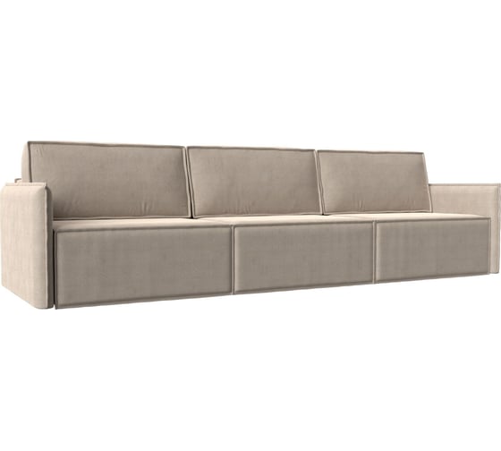Прямой диван Лига диванов Либерти лонг полностью рогожка бежевая 116911 1