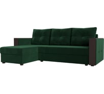 Угловой диван Лига диванов Валенсия Лайт угол левый полностью велюр зеленый 117747L