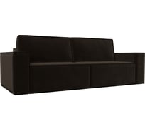 Прямой диван Лига диванов Куба полностью микровельвет коричневый 116222