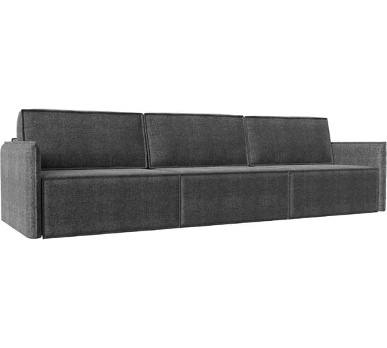 Прямой диван Лига диванов Либерти лонг полностью рогожка серая 116915 1