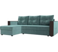 Угловой диван Лига диванов Валенсия Лайт угол левый полностью велюр бирюзовый 117745L