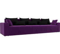 Прямой диван Лига диванов Майами Long основа микровельвет фиолетовый, подушки микровельвет ЧЕРН/черн/фио 114753