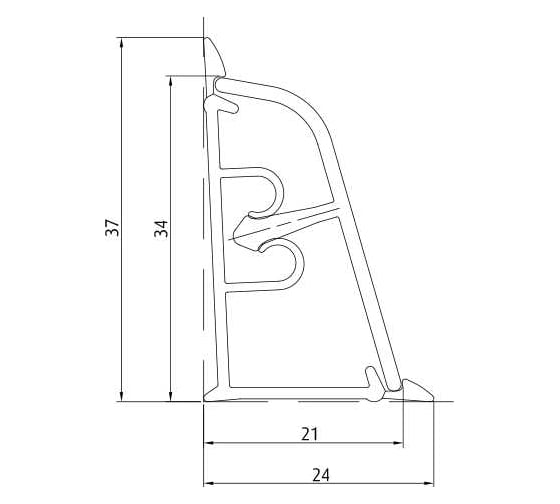 Плинтус для столешниц KORNER алюминий металлик 3 м LB-371-610 20-371-0-610