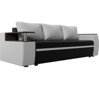 Прямой диван Лига диванов Ричмонд основа экокожа черная, компаньон экокожа белая, подушки экокожа бедая 114997