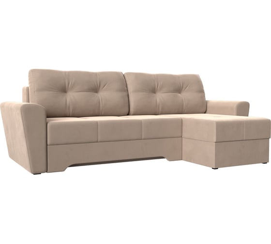 Угловой диван Лига диванов Амстердам правый полностью велюр бежевый 105063 1