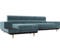 Угловой диван Лига диванов Леонарло левый угол полностью велюр бирюзовый 116917L