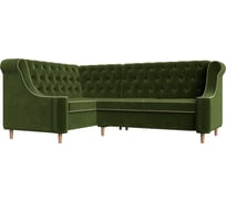 Угловой диван Лига диванов Бронкс угол левый полностью микровельвет зеленый, кант микровельвет бежевый 104576L