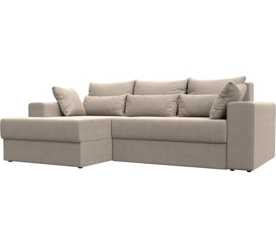 Угловой диван Лига диванов Майами левый полностью рогожка бежевая, подушки рогожка БЕЖ/беж/беж 114926L 1