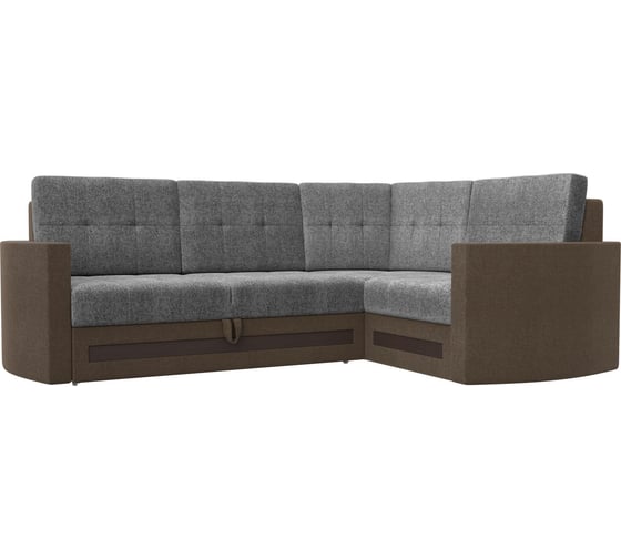 Угловой диван Лига диванов Белла правый основа рогожка серая, компаньон рогожка коричневая 117660 1