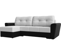 Угловой диван Лига диванов Амстердам левый основа экокожа белая, компаньон экокожа черная 117832L