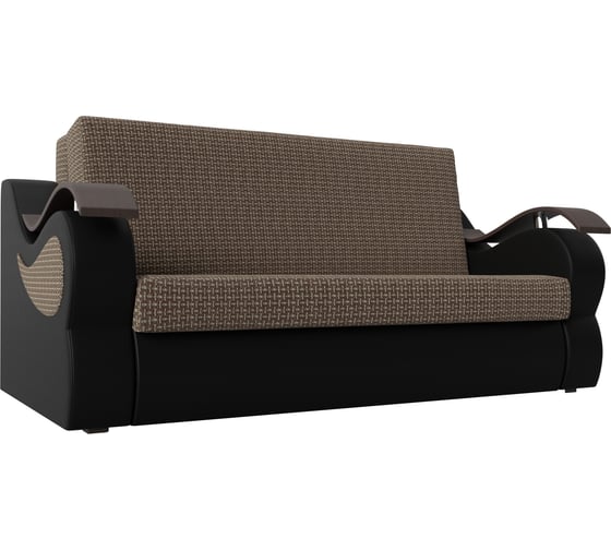 Прямой диван Лига диванов Меркурий 160 основа рогожка Корфу 03, компаньон экокожа черная 111412 1